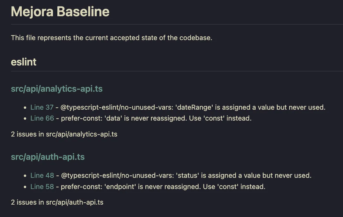 Mejora markdown ESLint